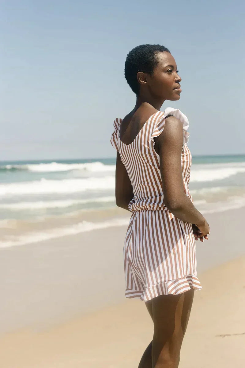 Giselle | Women's Solid Colour Swimsuit Romper with Integrated Bra | Comfortable & Supportive Swimwear