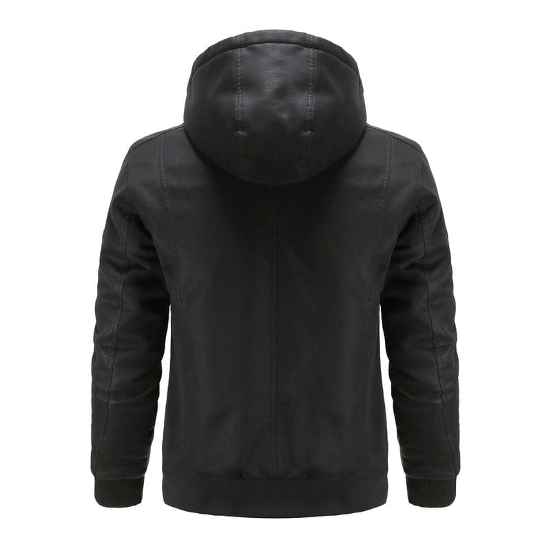 Eastmere | Men’s Casual Leather Look Jacket with Padded Lining & Hooded Design