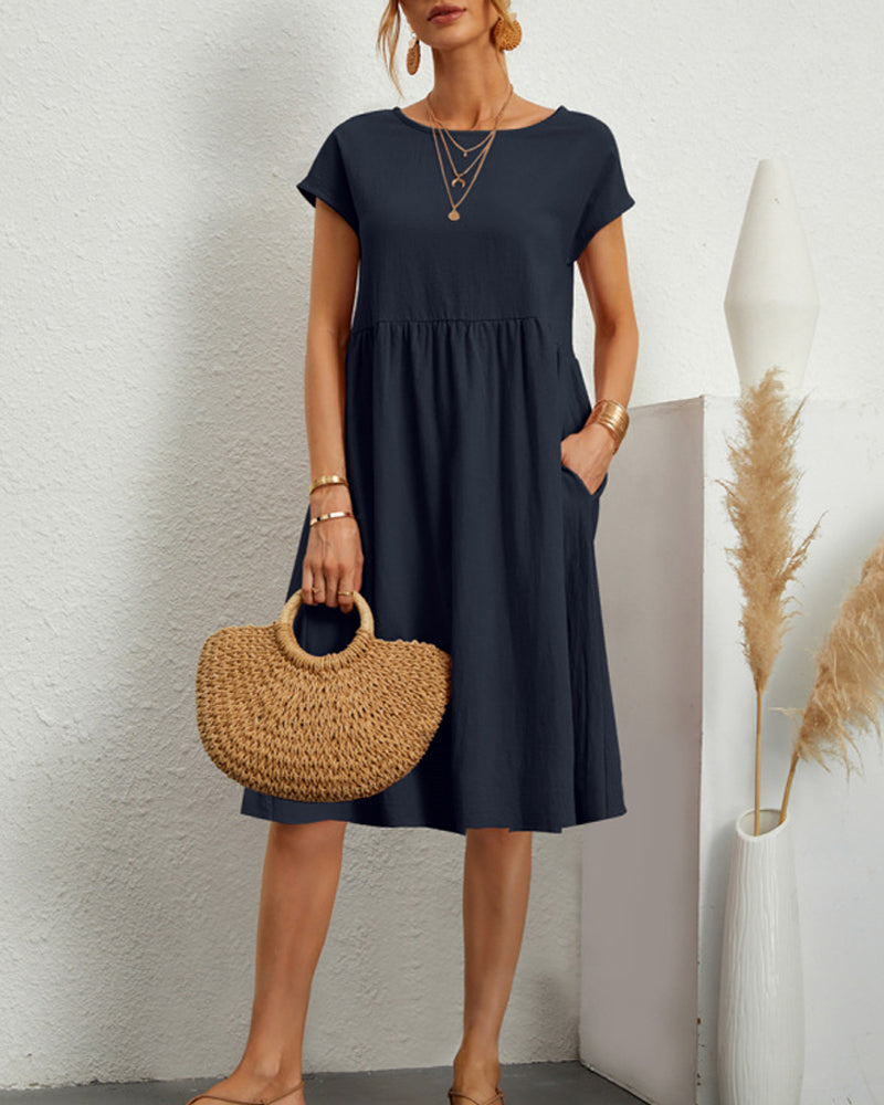 Urienne | Loose-Fit Pocketed Midi Dress – Breezy Comfort for Summer