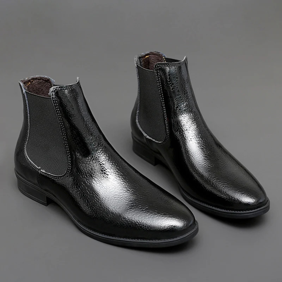 The Gerace Men’s Leather Slip On Chelsea Boots with Elastic Panel