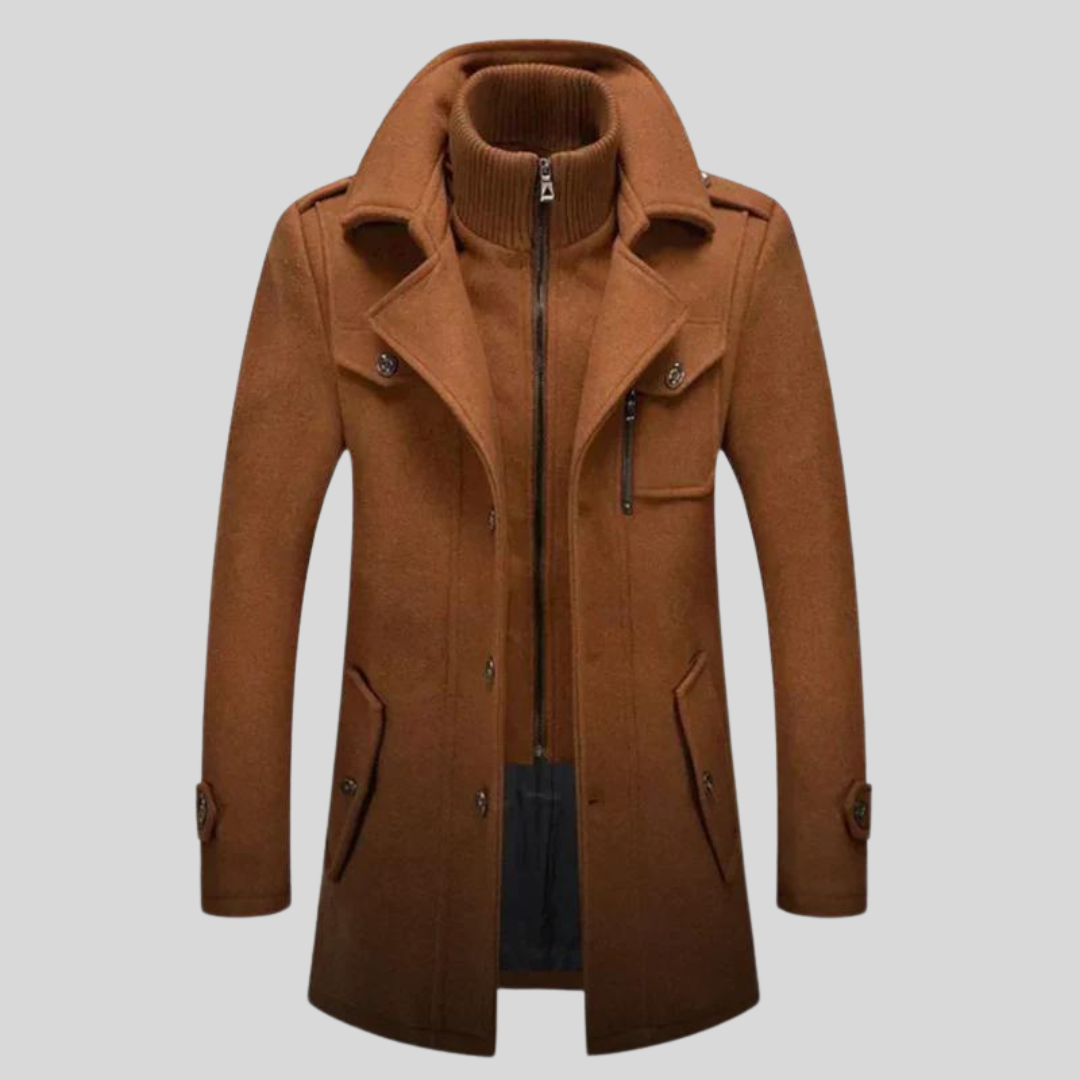 Garrie | Classic Men’s Trench Coat with Double Collar and Multiple Pockets