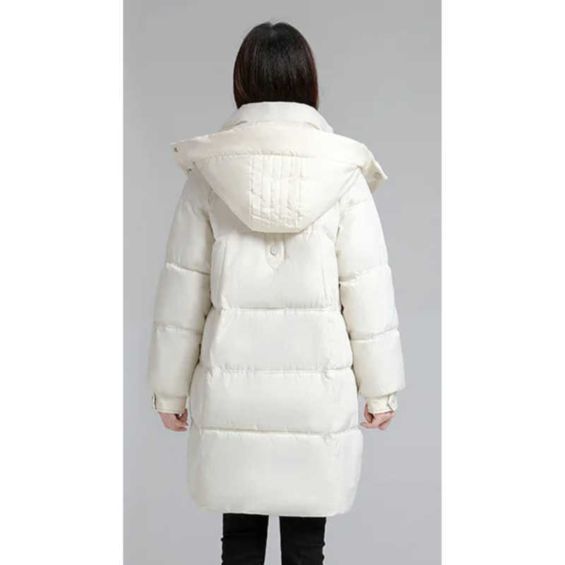 Melina | Women's Padded Long Winter Coat with Hood and Zipper
