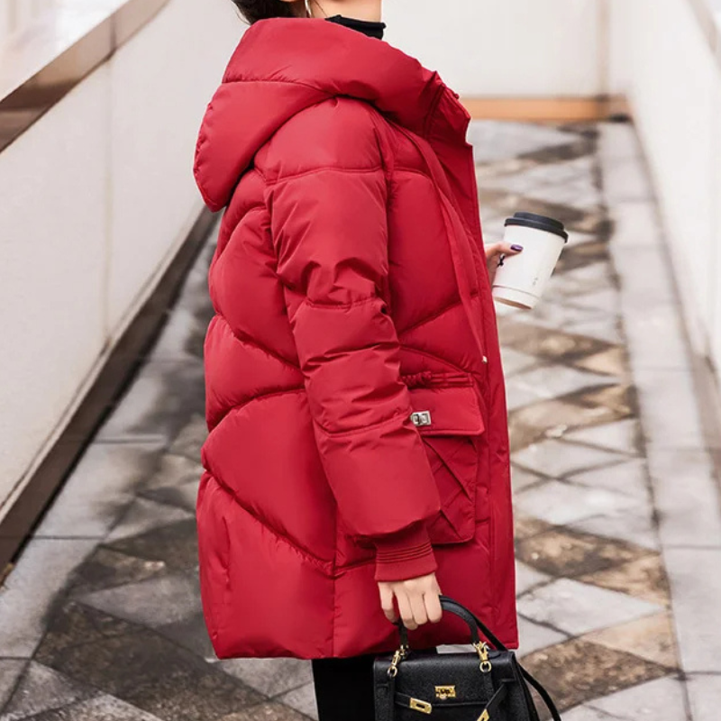 Maila | Women's Puffer Winter Jacket with Hood, Drawstring, and Large Pockets
