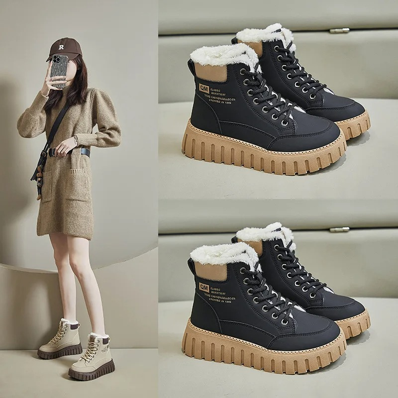 Constance | Women's Robust Platform Fleece-Lined Lace-Up Winter Ankle Boots – Waterproof & Warm
