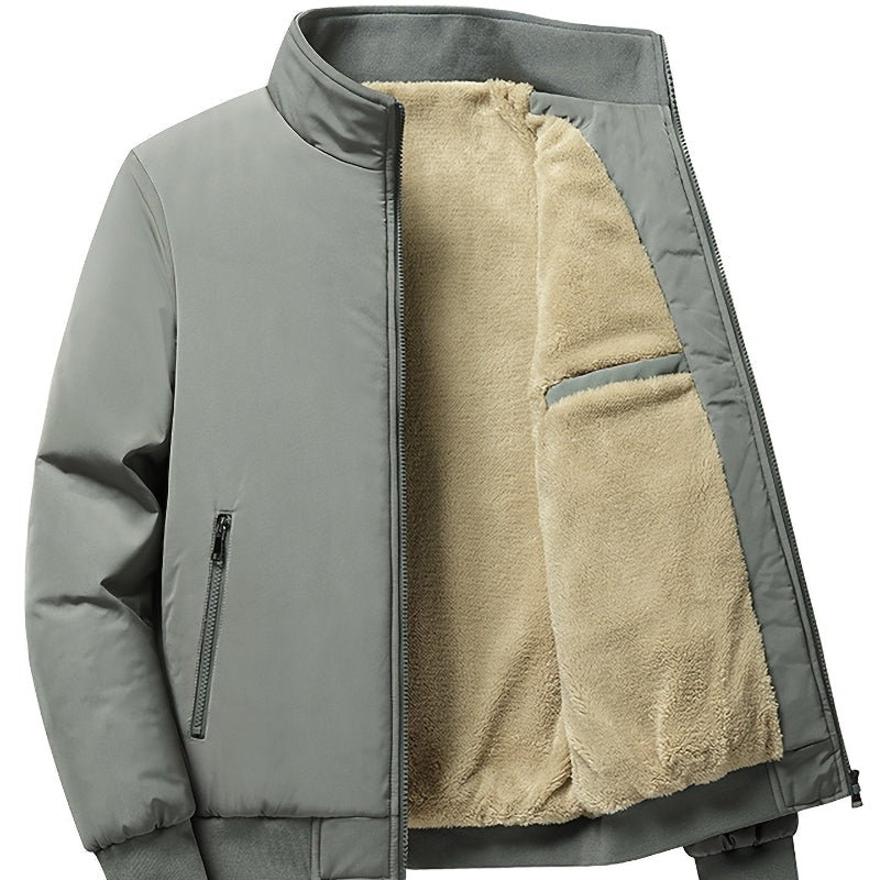 Caleb | Men’s Outdoor Zip Jacket with Fleece Lining and Stand Collar