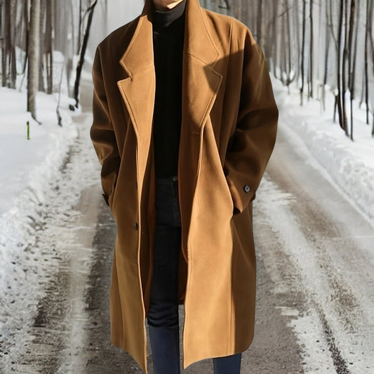 Falcon | Men’s Classic Long Wool Coat with Straight Cut