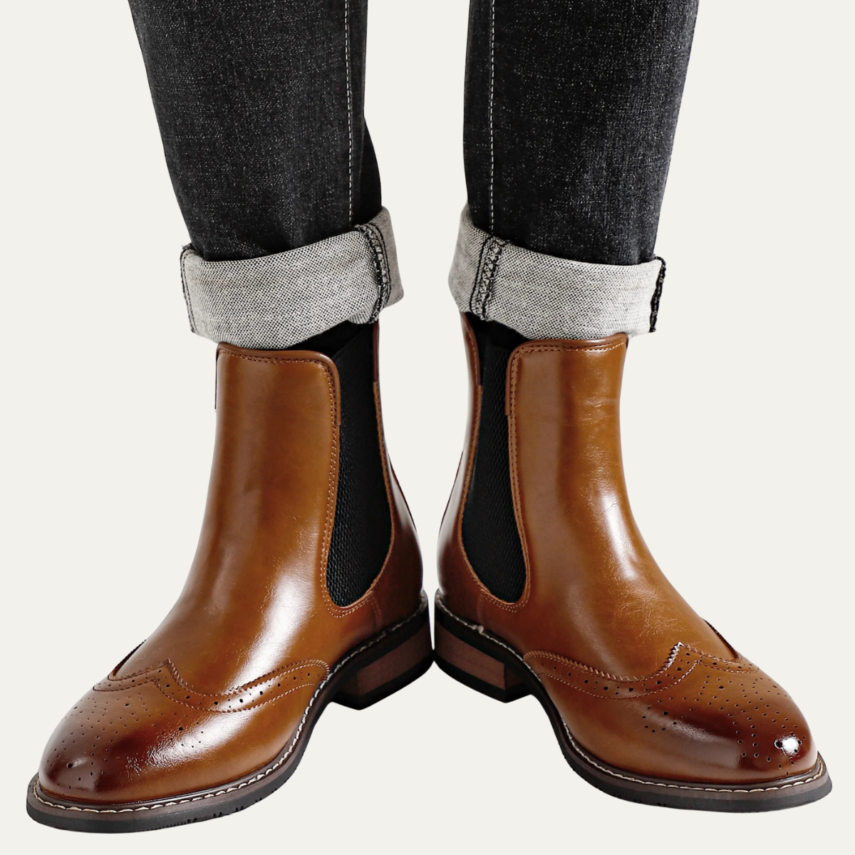 The Giudecca Men's Elastic Side Panels Leather Chelsea Boots