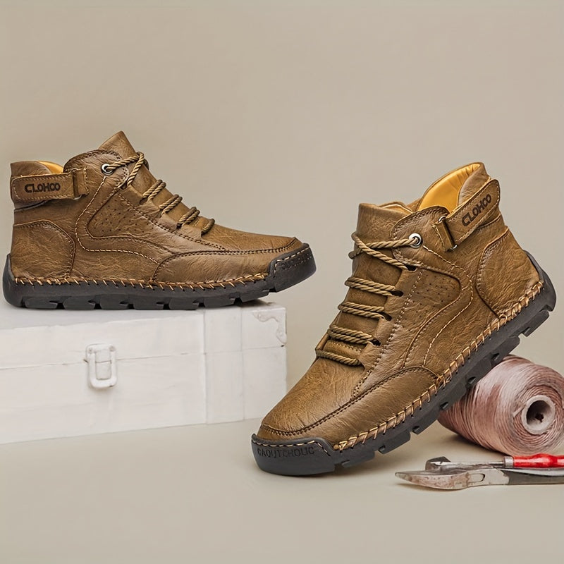 Bexley | Men’s Winter Ankle Boots with Warm Lining, Lace-Up & Velcro Strap, Robust Non-Slip Sole