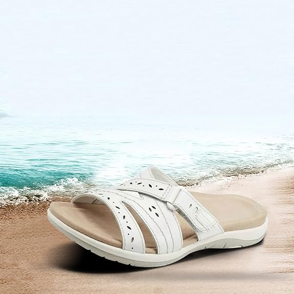 Velora | Women’s Strappy Flat Sandals – Comfy Open Toe Slippers with Adjustable Velcro Strap
