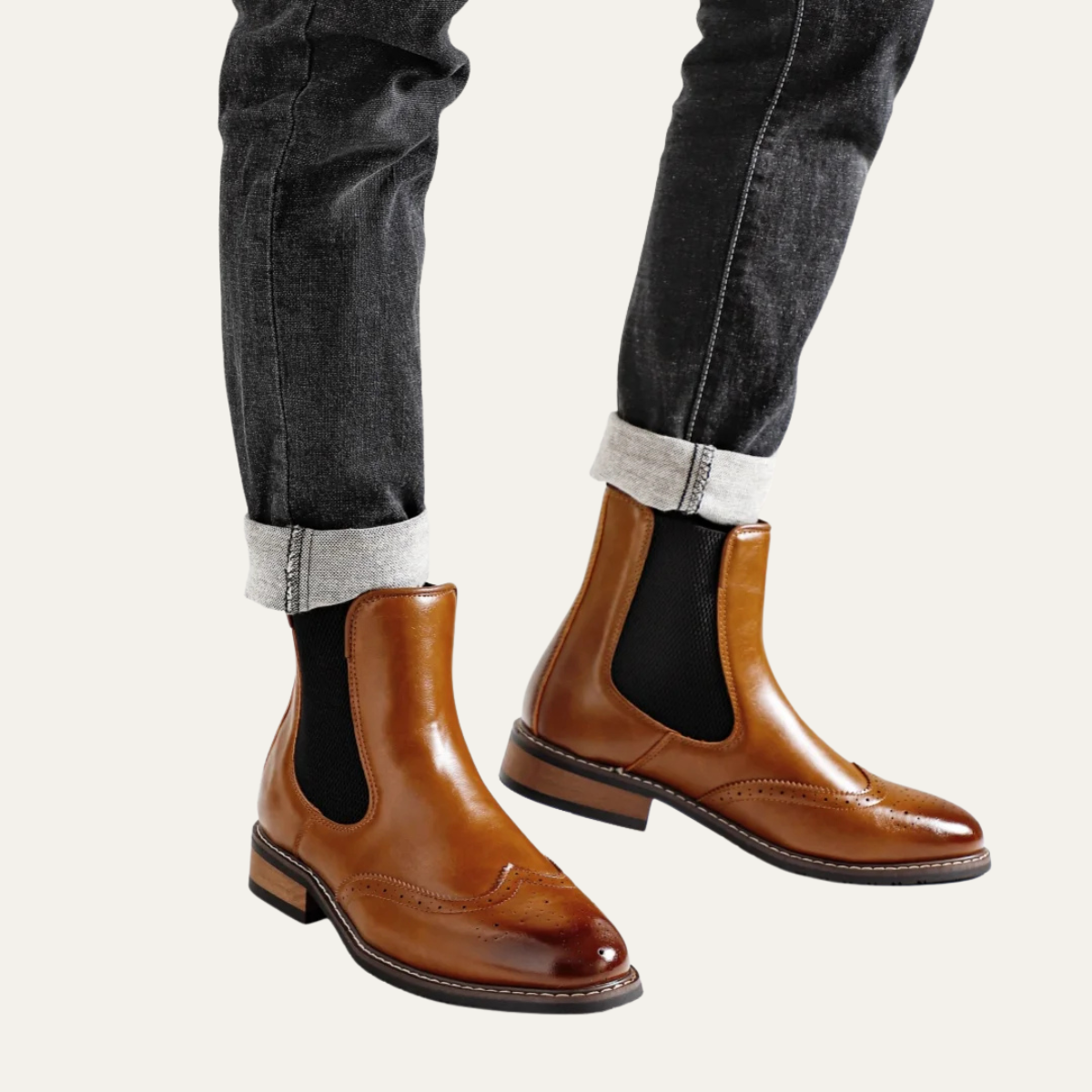 The Giudecca Men's Elastic Side Panels Leather Chelsea Boots
