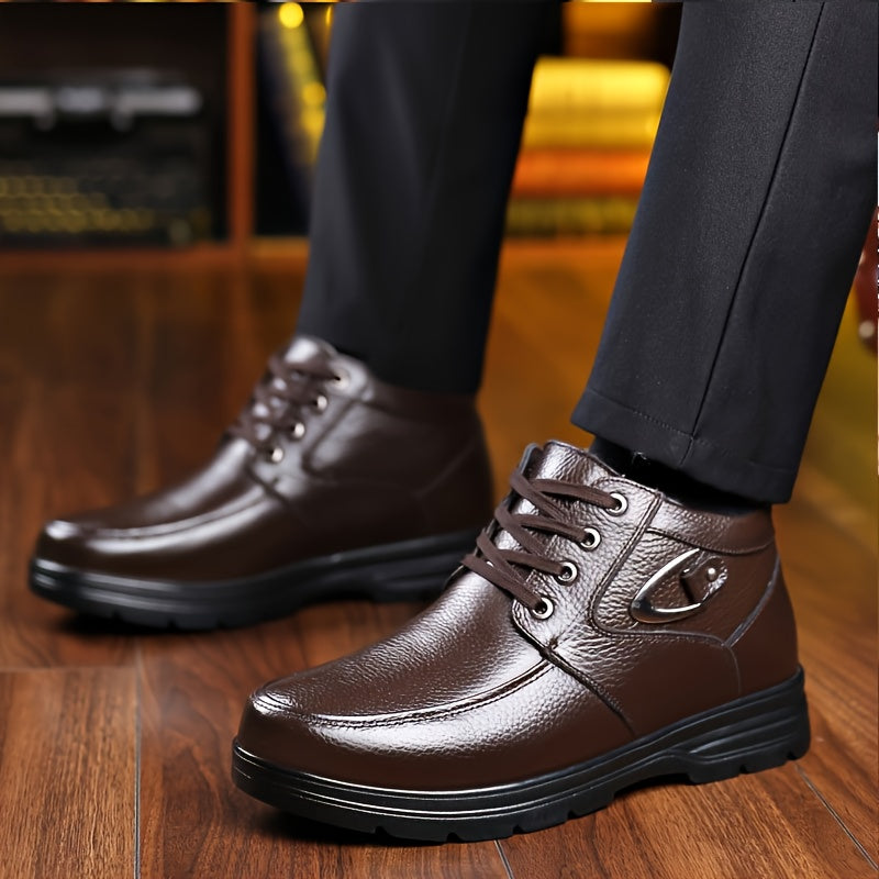 Arvion | Men’s Winter Business Boots with Warm Padded Lining & High-Top Lace-Up Design