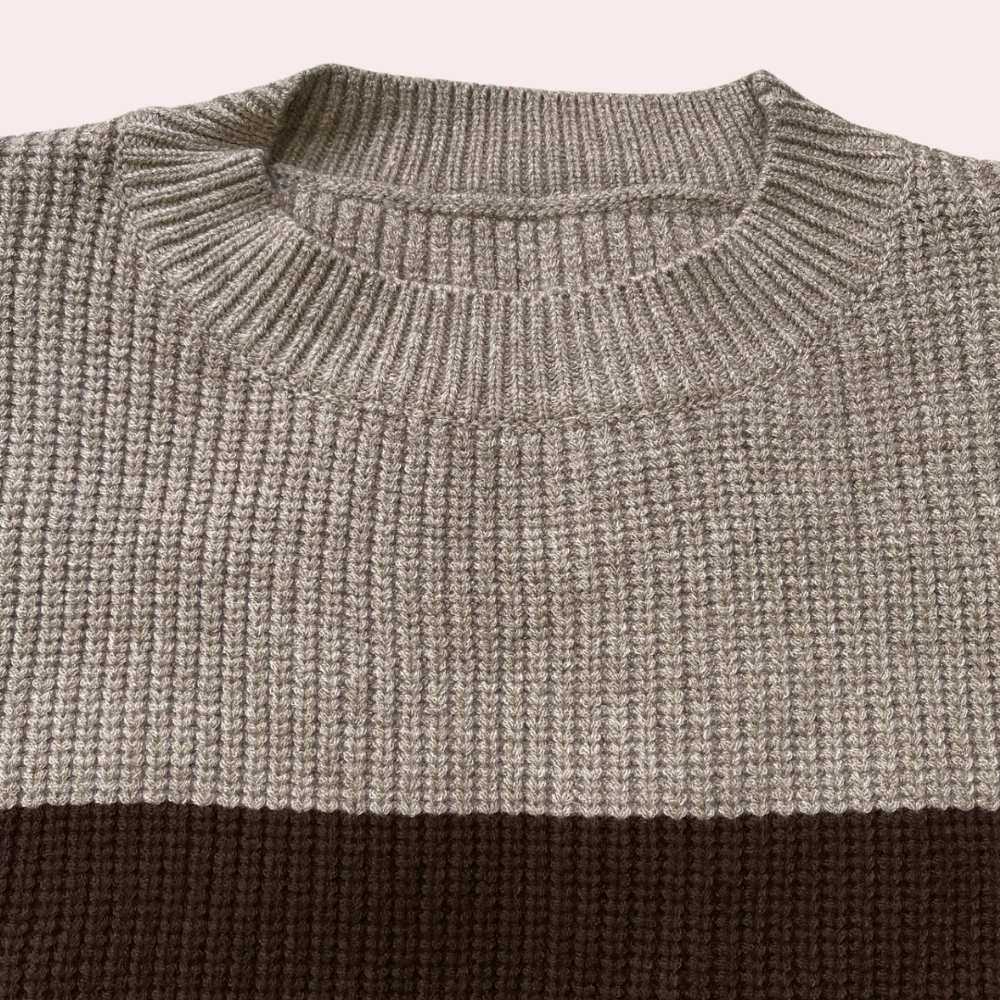 Mallory | Women’s Two-Tone Knitted Sweater with Stylish Cut-Out Sleeves & Round Neck
