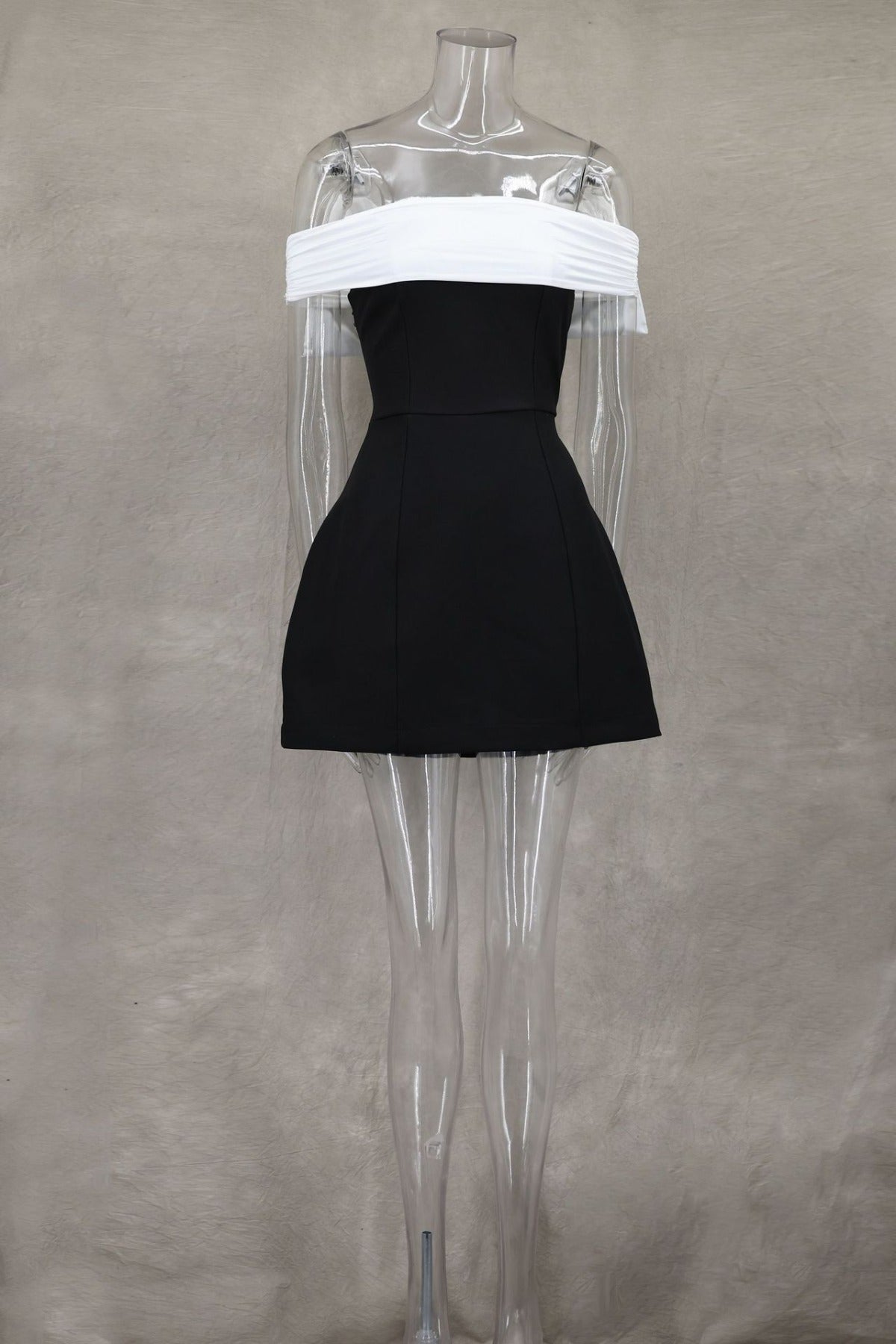 Seliora | Women’s Two-Tone Off-Shoulder Mini Party Dress with Statement Back Bow