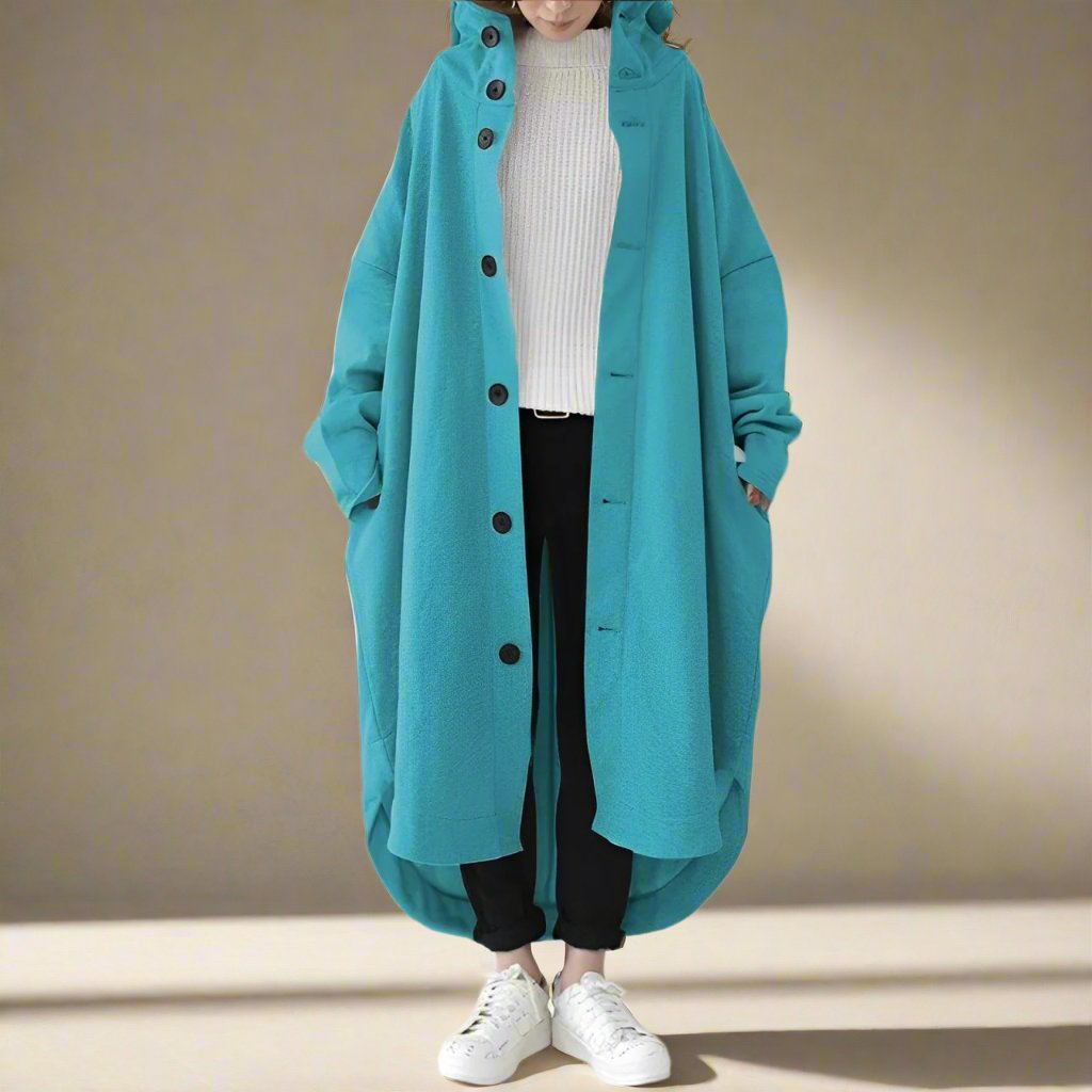 Nina | Relaxed-Fit Long Trench Coat with Hood