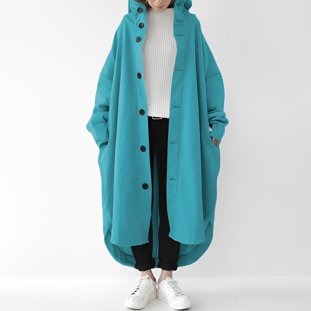Nina | Relaxed-Fit Long Trench Coat with Hood