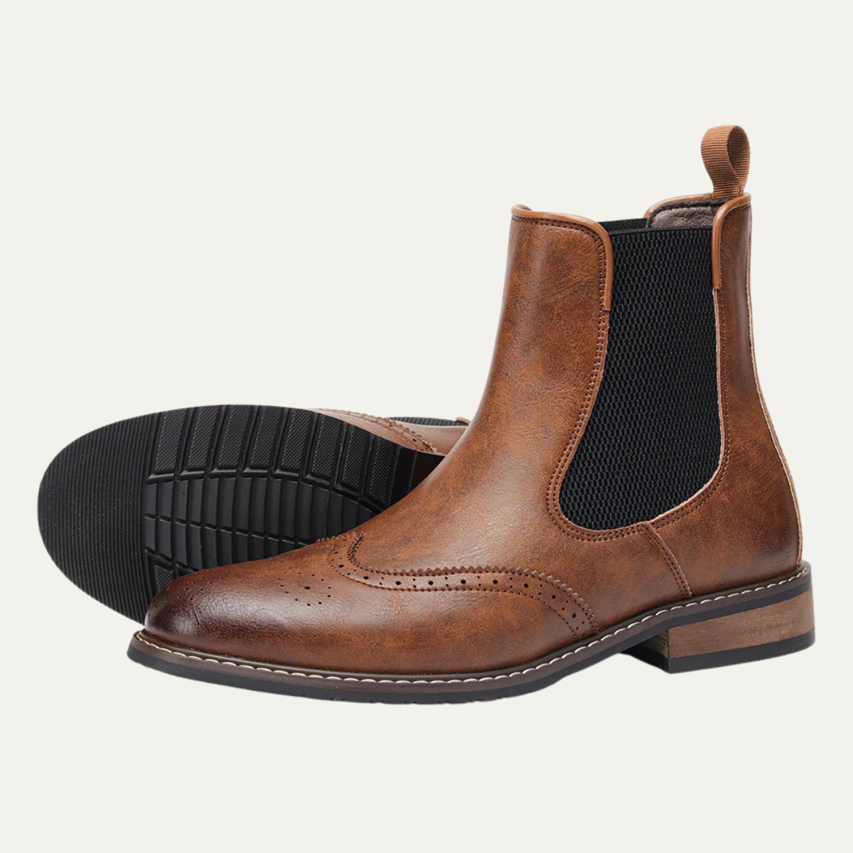 The Giudecca Men's Elastic Side Panels Leather Chelsea Boots