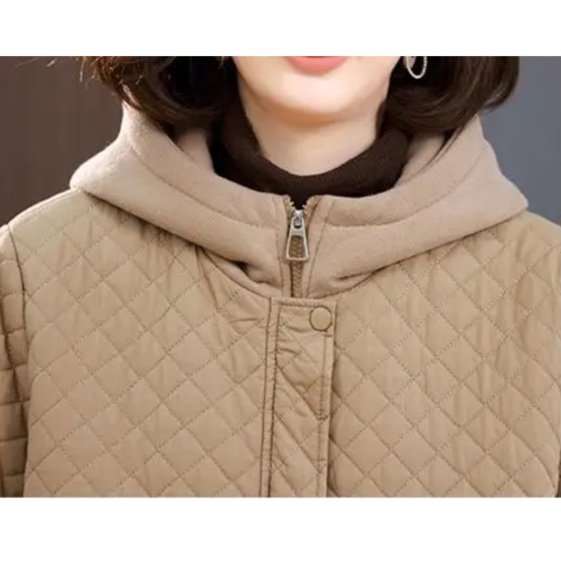 Dilara | Women's Winter Jacket with Hood, Fleece Lining, and Diamond Quilting