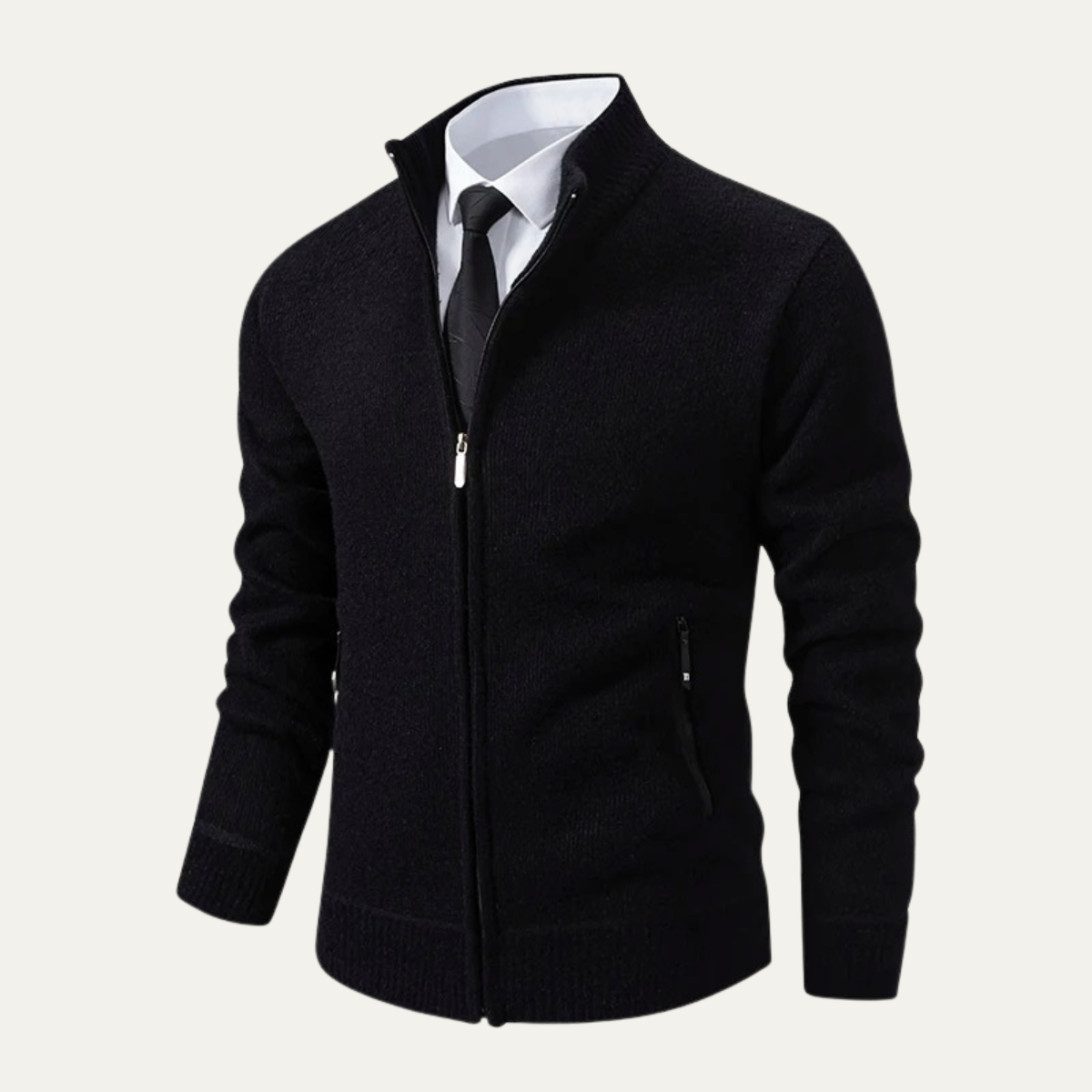 The Inverness Men's Elegant Fleece Knit Zip Cardigan with Pockets