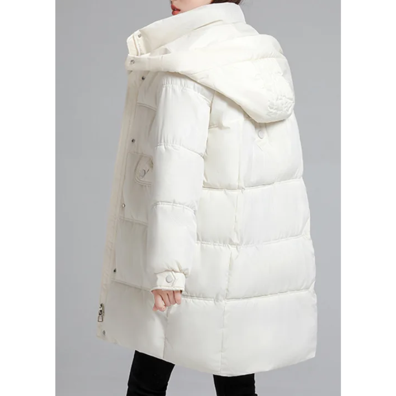 Melina | Women's Padded Long Winter Coat with Hood and Zipper