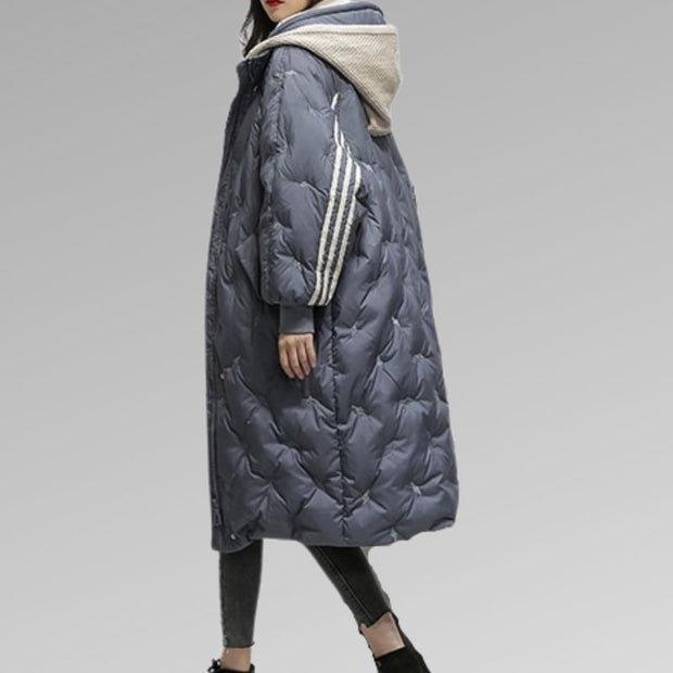 Quilena | Women's Long Winter Coat with Hood and Quilted Padding – Warm & Stylish