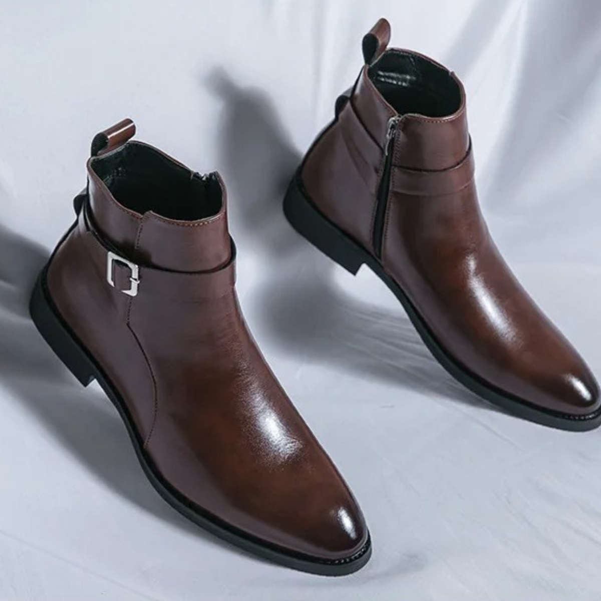 The Franciacorta Men’s Leather Ankle Boots with Side Zip & Non Slip Sole