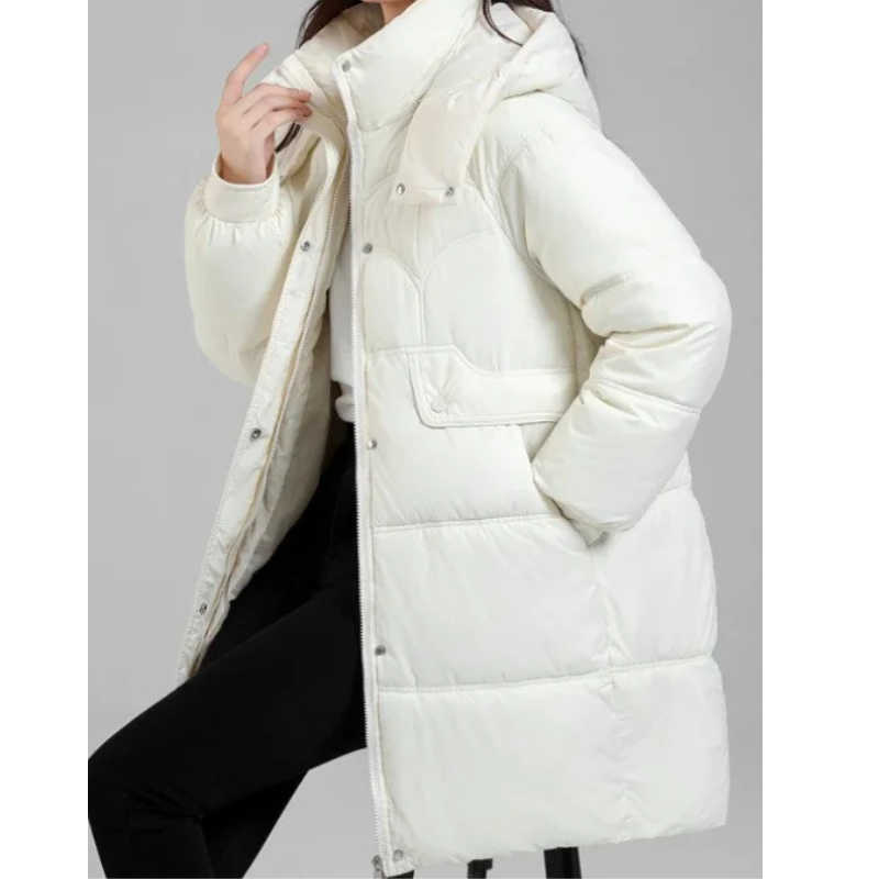 Elisa | Women's Quilted Parka Winter Jacket with Stand Collar and Removable Hood