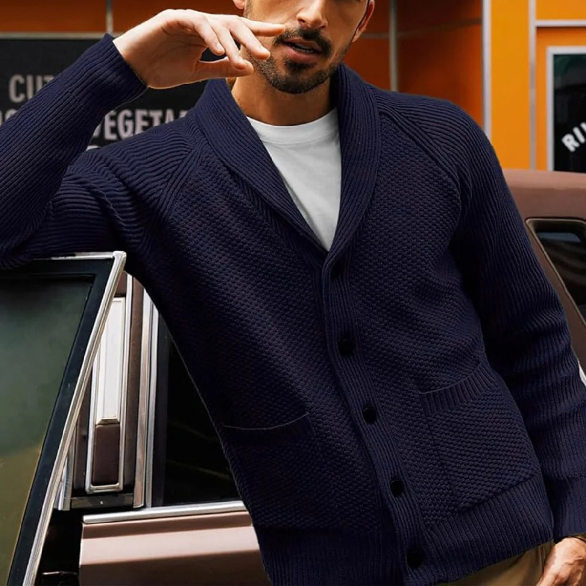 The Pembroke Men's Shawl Collar Button Up Knit Cardigan