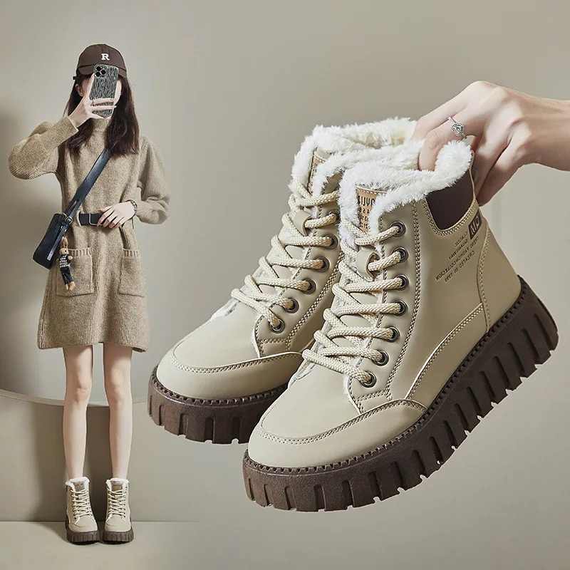 Constance | Women's Robust Platform Fleece-Lined Lace-Up Winter Ankle Boots – Waterproof & Warm