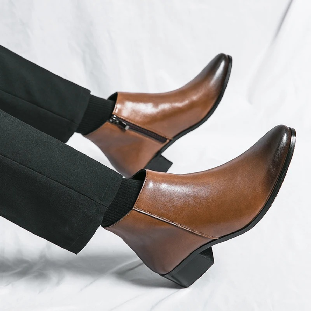 The Henley Men’s Classic High Heel Leather Chelsea Dress Boots