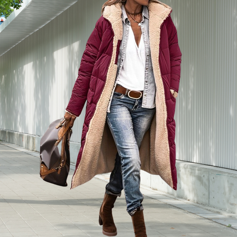 Regina | Women’s Long Padded Winter Coat with Hood & Fleece Lining