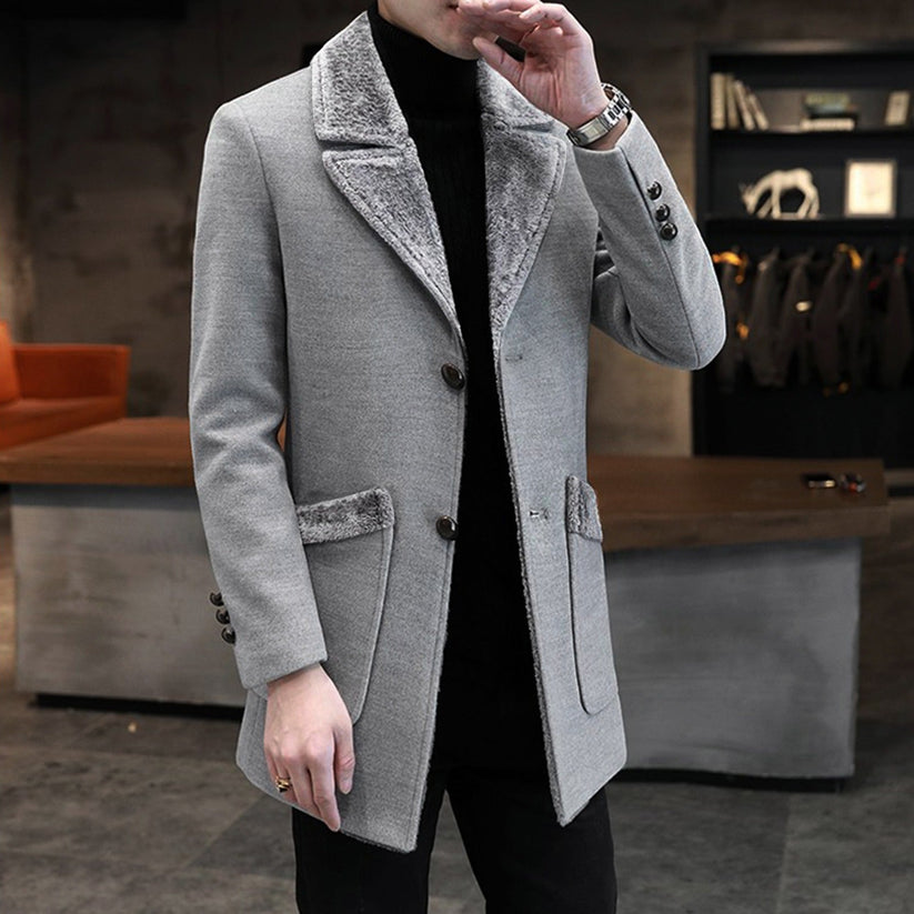 Calvin | Men's Single-Breasted Lapel Collar Coat with Large Functional Pockets