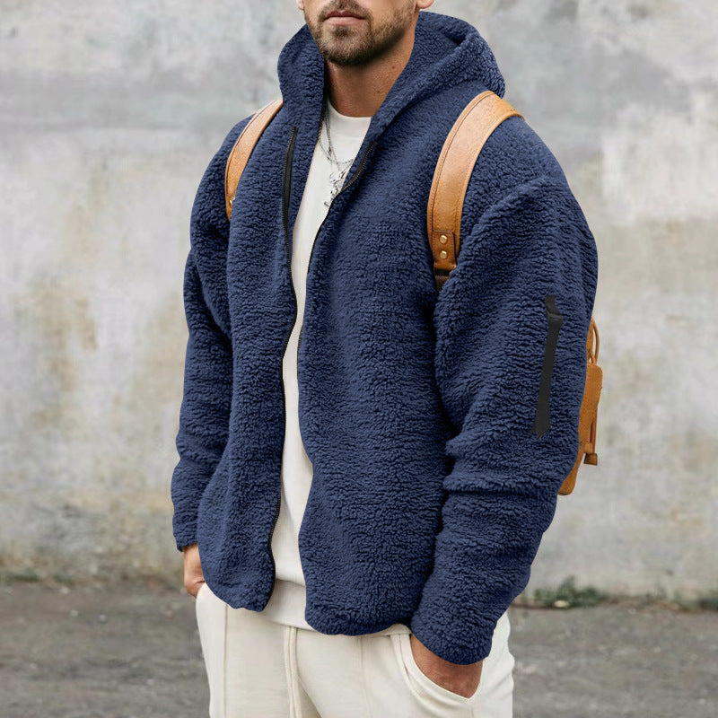 Melvin | Men’s Fleece Teddy Jacket with Hood and Full Zip