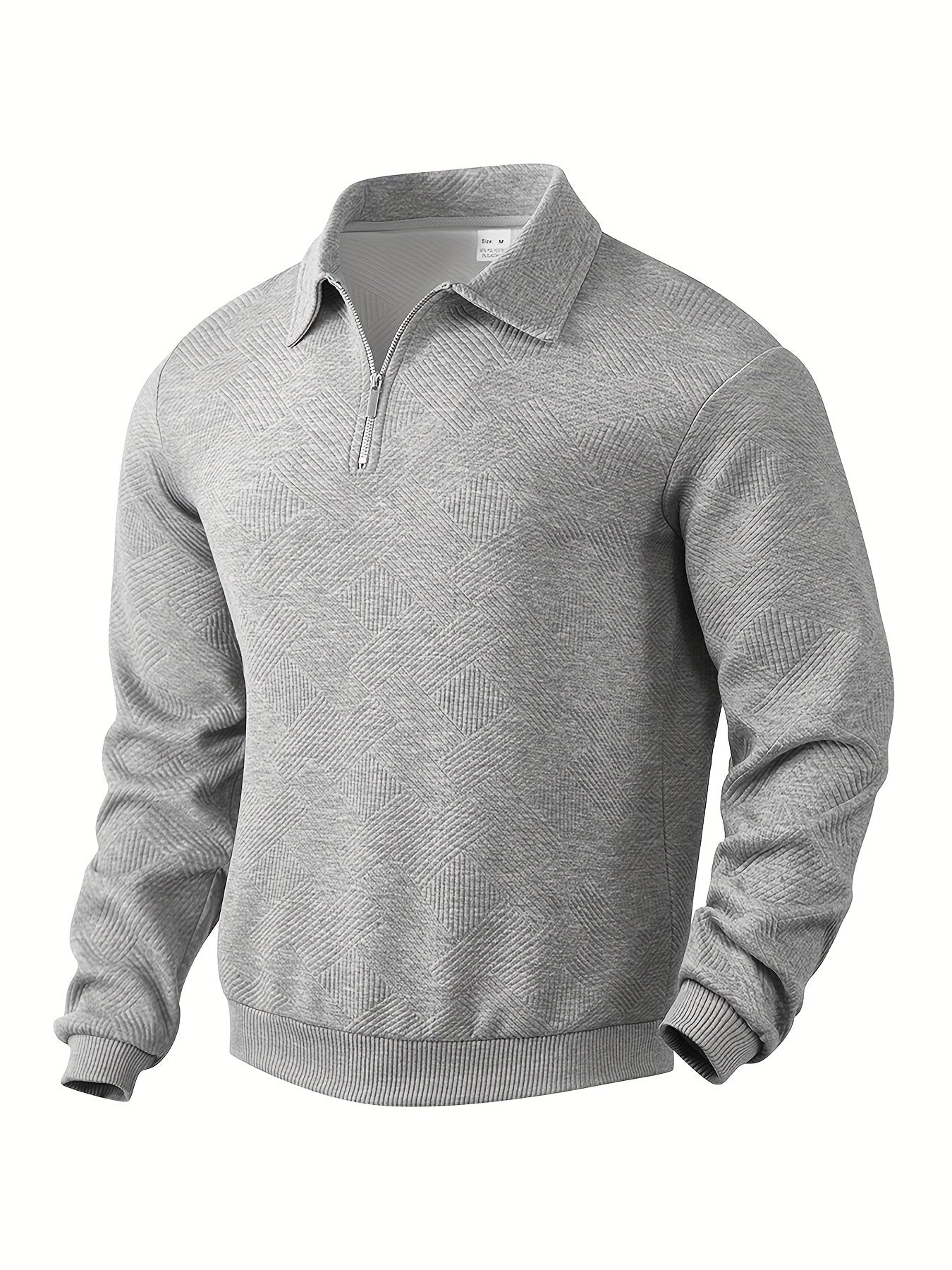 Heiko | Men's Textured Fabric Zipped Neckline Turn Down Collar Casual Sweater