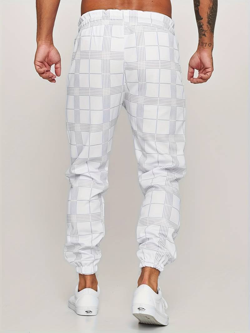 Charles | Men’s Jogging Trousers with Check Pattern & Drawstring Waist