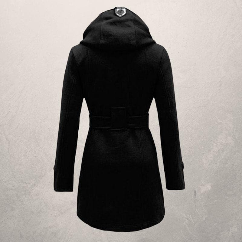 Jehanna | Women's Cotton Trench Coat with Belt and Hood – Double-Breasted Slim Fit Winter Coat