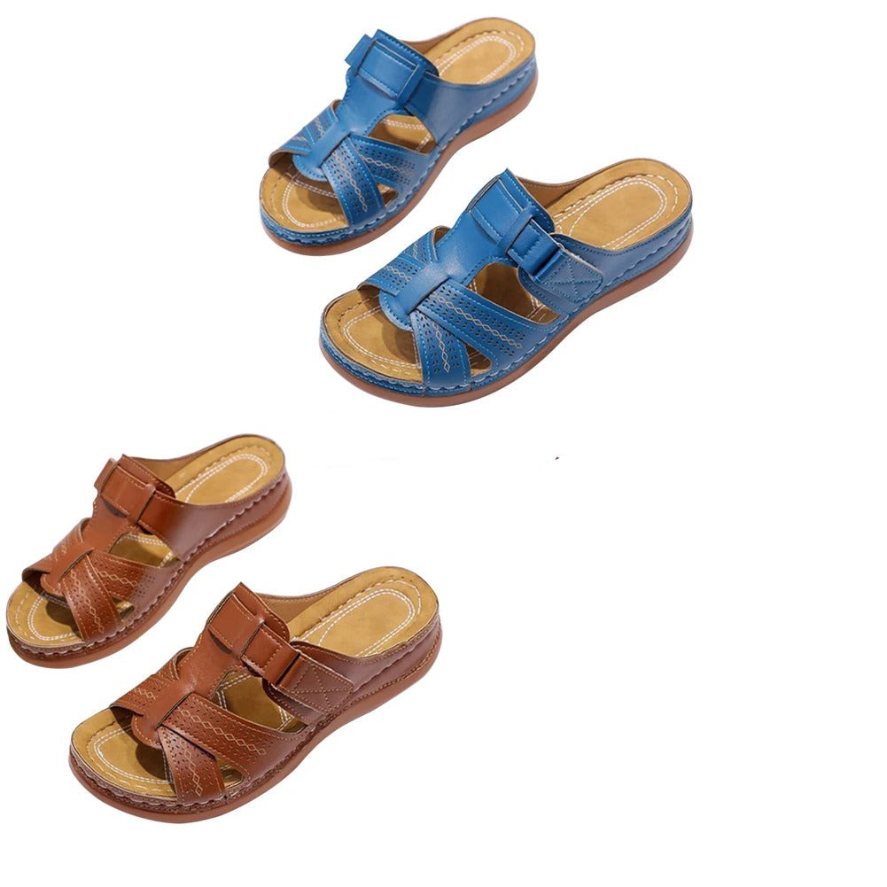Esme | Women's Slip-On Platform Summer Sandals with Adjustable Velcro Straps – Cushioned, Comfy & Stylish