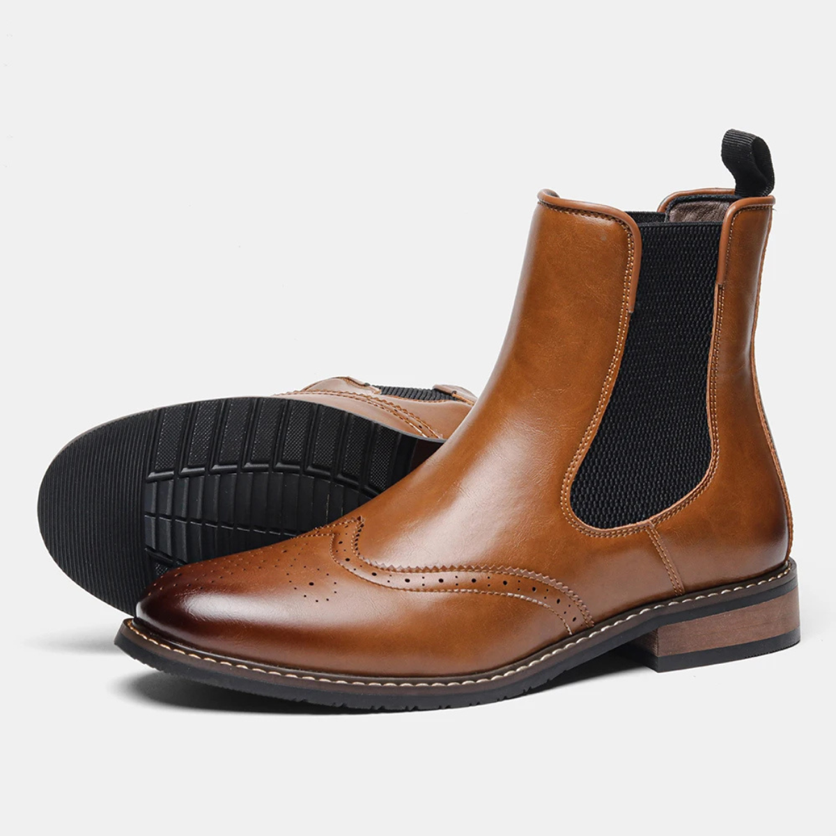 The Giudecca Men's Elastic Side Panels Leather Chelsea Boots