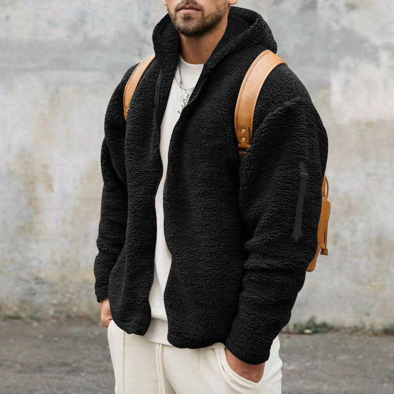 Melvin | Men’s Fleece Teddy Jacket with Hood and Full Zip