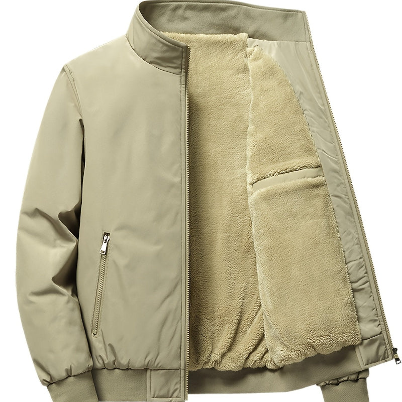 Caleb | Men’s Outdoor Zip Jacket with Fleece Lining and Stand Collar