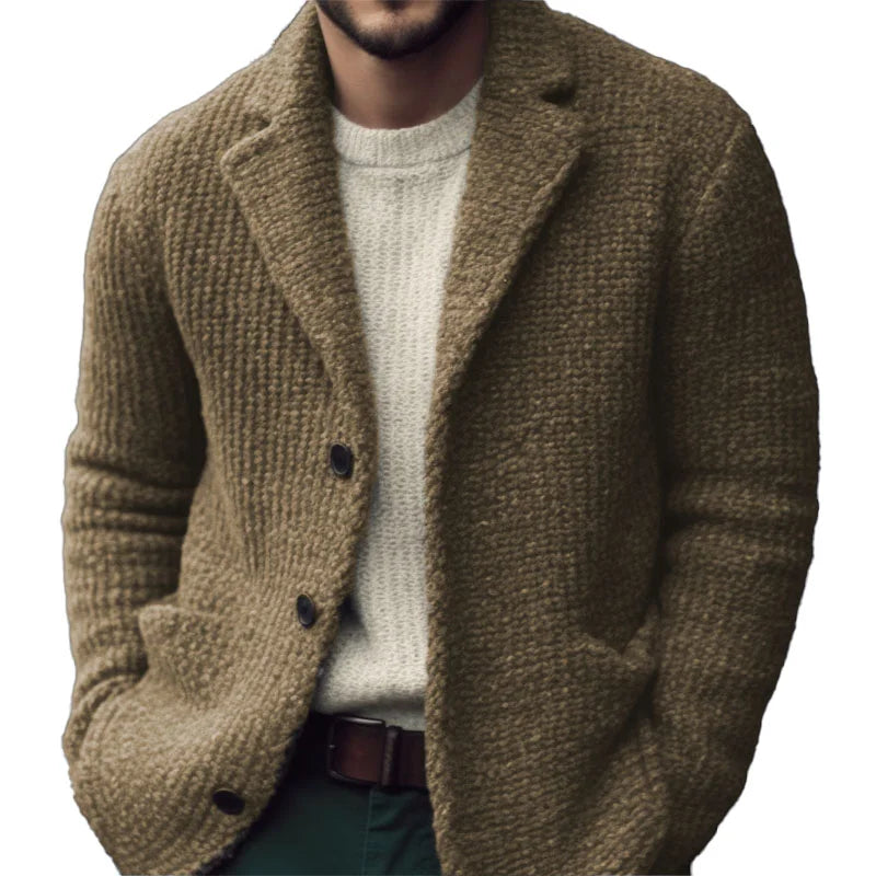Malcolm | Men’s Solid Colour Cardigan in Soft Knit with Button Closure & Regular Fit