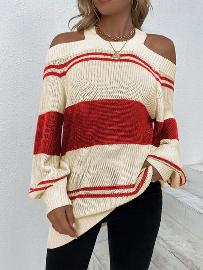 Givana | Women's Two-Tone Off-Shoulder Sweater – Chic & Modern