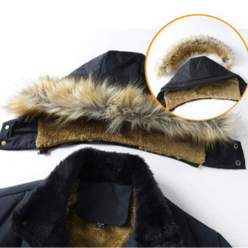 Renato | Men’s Warm Fleece Lined Parka with Removable Fur Hood