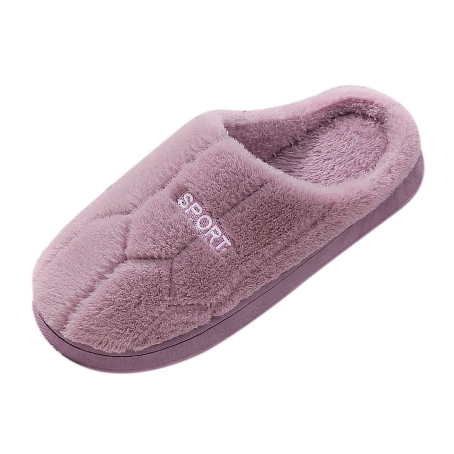 Violaine | Women's Winter Slippers with Sporty Embroidery, Soft Plush Fabric & Flexible Sole