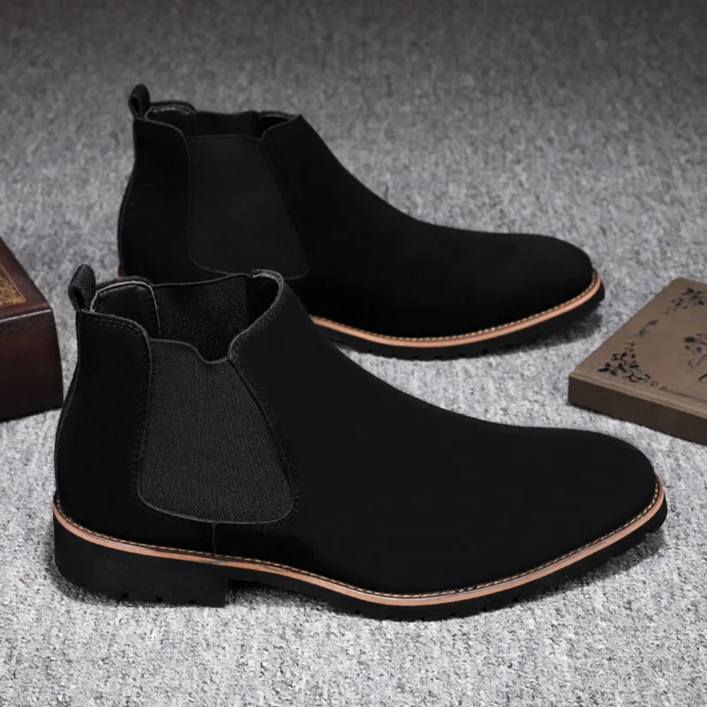 Elias | Men's Leather Chelsea Boots with Profiled Sole and Elastic Sides