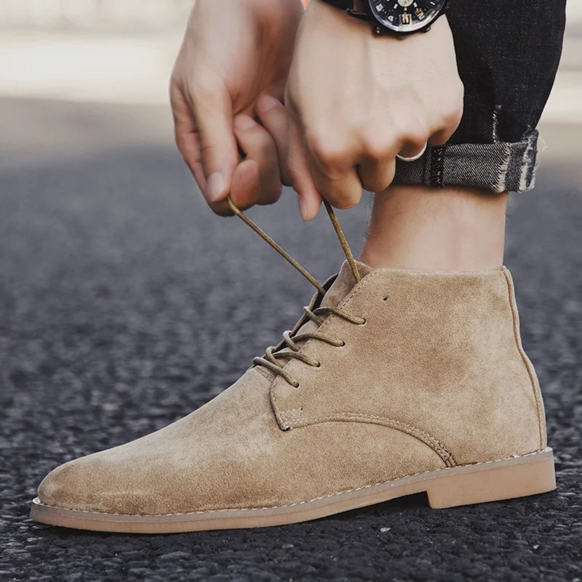 The Dockside Men’s Casual Suede Lace Up Ankle Boots