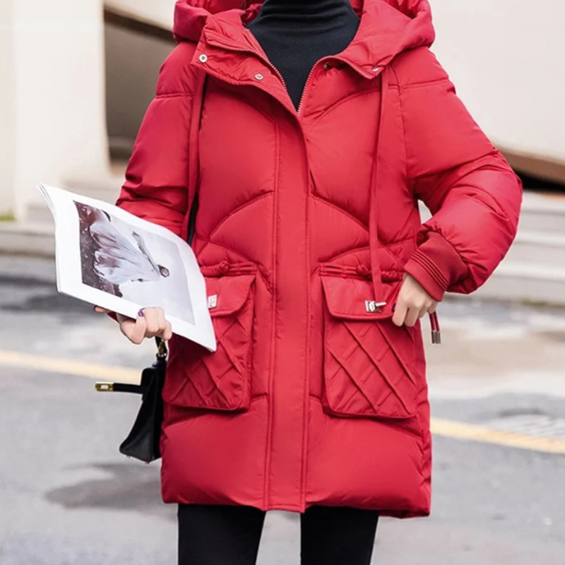 Maila | Women's Puffer Winter Jacket with Hood, Drawstring, and Large Pockets