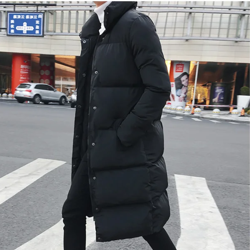 Henrik | Men's Classic Black Winter Coat with High Collar – Padded Jacket for Cold Weather