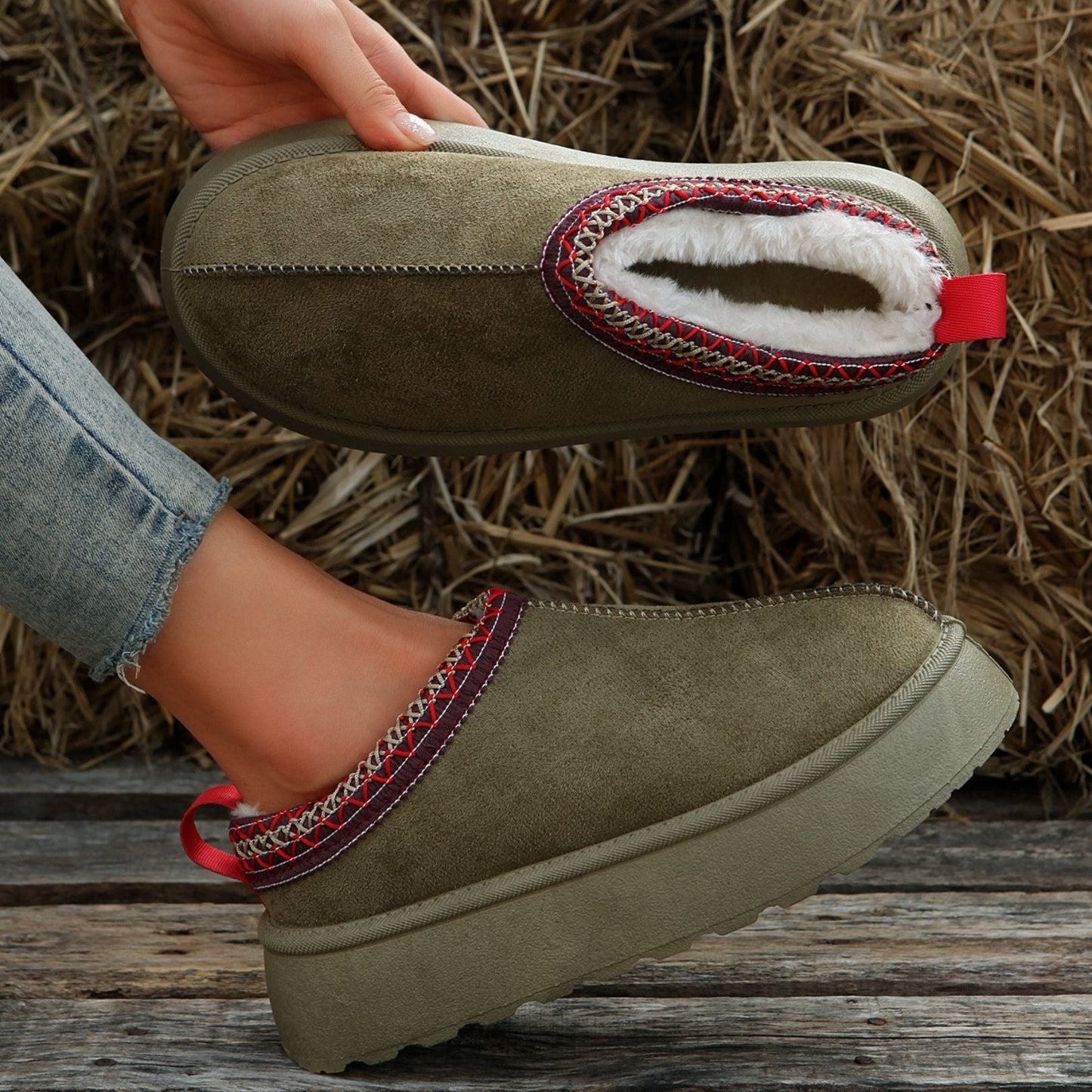 Elara | Women's Platform Slippers with Plush Fleece Lining for Warmth and Comfort