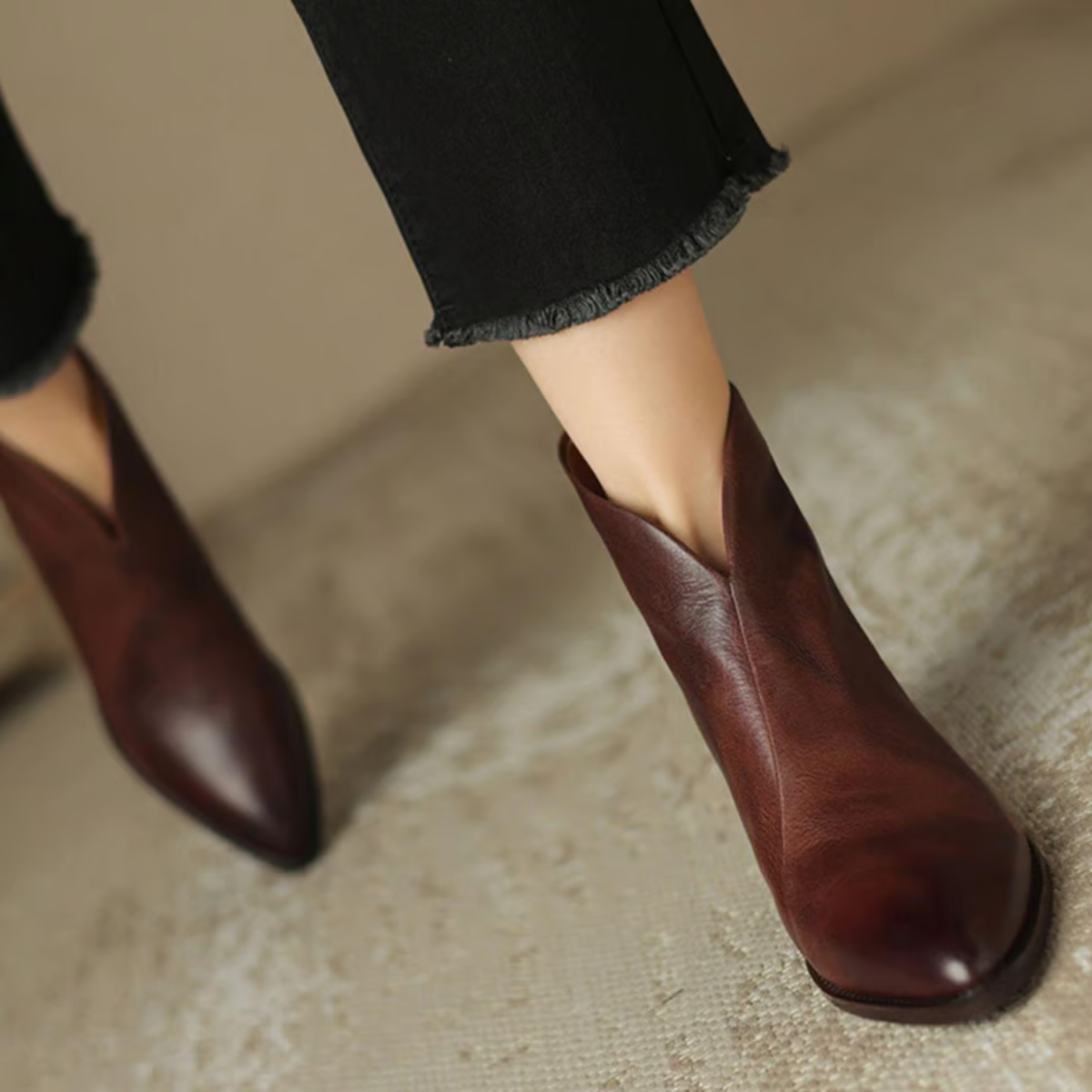 Valina | Women's Classic Pointed Toe Ankle Boots with Block Heel – Stylish & Comfortable Footwear