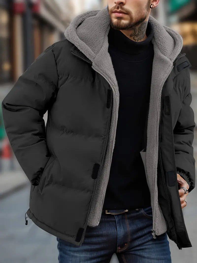 Nino | Men's Padded Hooded Jacket with Fleece Lining